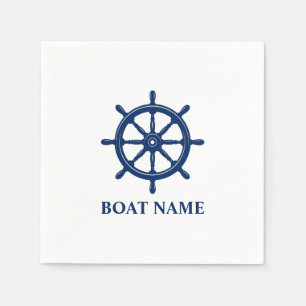 Ihr Name Schiff Schiff Wheel Helm Navy Blue Serviette