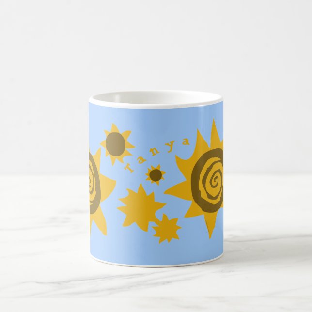 Ihr Name Sonnenblumen Yellow Brown Blue Sky Sun Ar Kaffeetasse (Mittel)