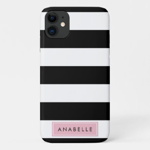 Ihr Name - Streifen (parallele Linien) - Schwarz R Case-Mate iPhone Hülle