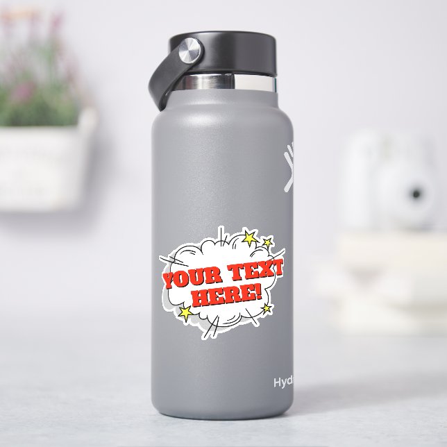 Ihr Name Text auf Cloud Burst Pop Art 4" Vinyl Aufkleber (HydroFlask)