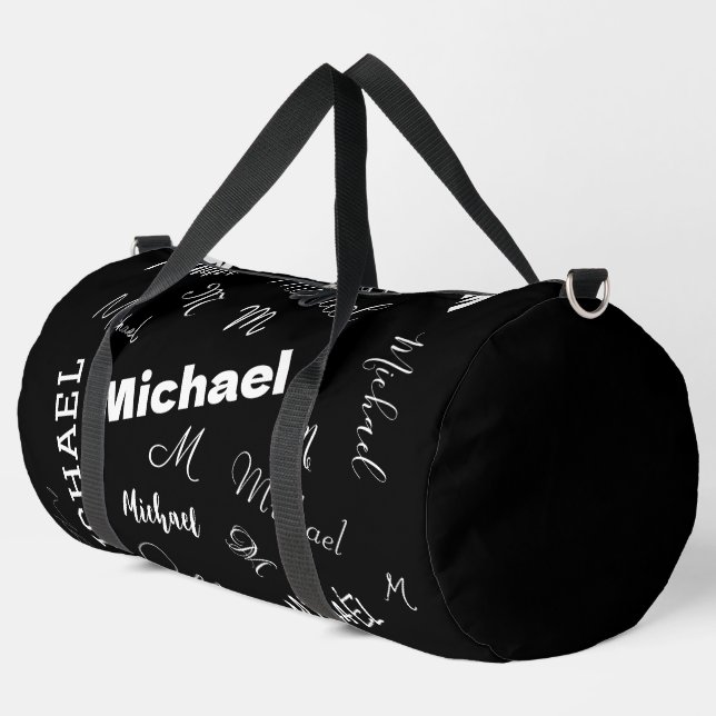 Ihr Name und Ihr benutzerdefiniertes Monogramm-Mus Duffle Bag (Linke Ecke)