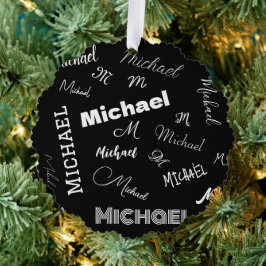 Ihr Name und Ihr benutzerdefiniertes Monogramm-Mus Ornament Karte