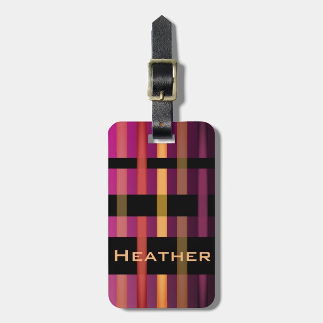 Ihr Name und moderne Webstreifen Gepäckanhänger (Vorderseite vertikal)