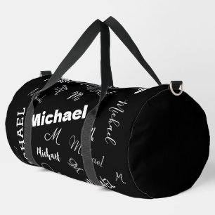 Ihr Name und Monogramm individuelles Muster schwar Duffle Bag