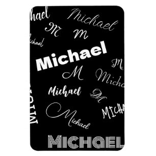 Ihr Name und Monogramm individuelles Muster schwar Magnet