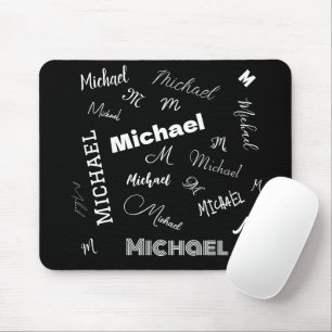 Ihr Name und Monogramm individuelles Muster schwar Mousepad