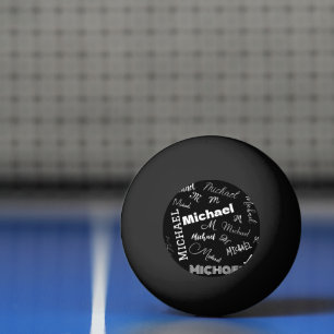 Ihr Name und Monogramm individuelles Muster schwar Tischtennisball
