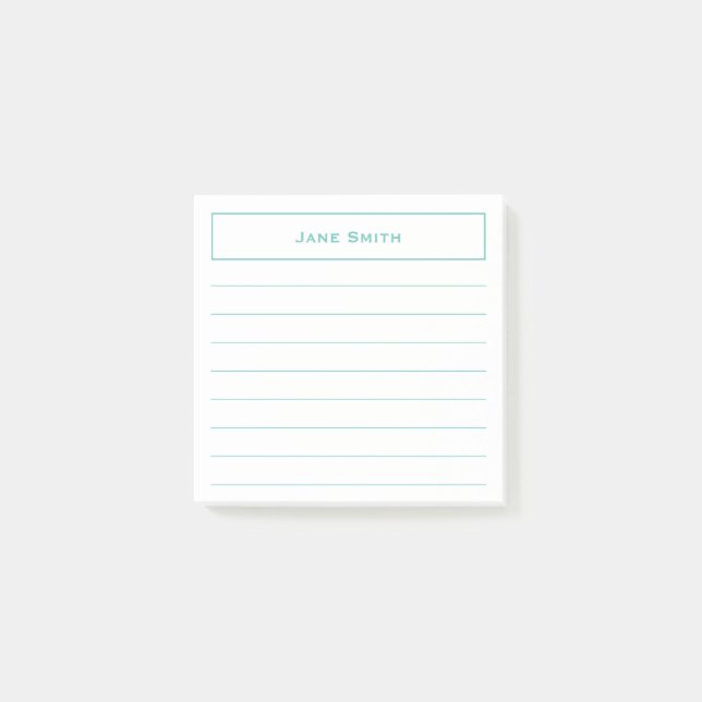 Ihr Name Unternehmen Minimalistisch Aquamarin/weiß Post-it Klebezettel (Vorderseite)