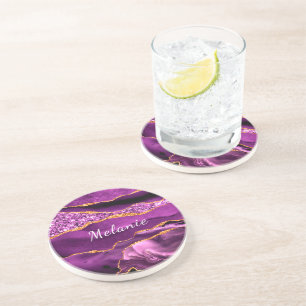 Ihr Name Untersetzer Geschenk Agate Lila Violet Go