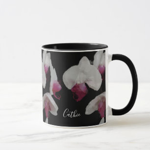 Ihr Name Wasserfarbe Orchids Tasse