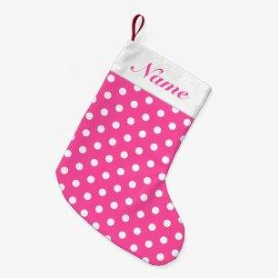 Ihr Name White Dots Pink Weihnachten Strumpf Kleiner Weihnachtsstrumpf