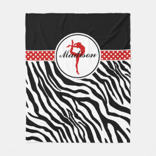 Ihr Name Zebra Print Gymnastik mit roten Details Fleecedecke