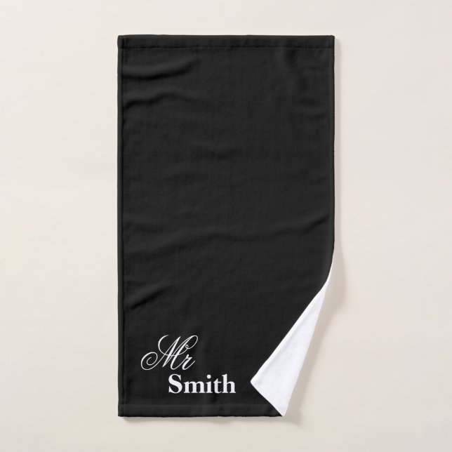 Ihr Namensherr Smith White Typography Black Handtuch (Handtuch)