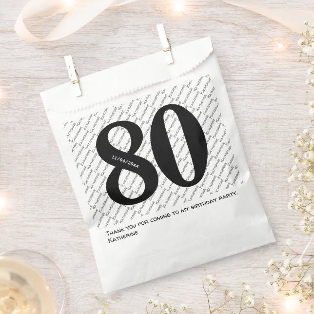 Ihr Namensmuster fett schwarzes Alter 80 Nummer Da Geschenktütchen (Ausgeschnitten)