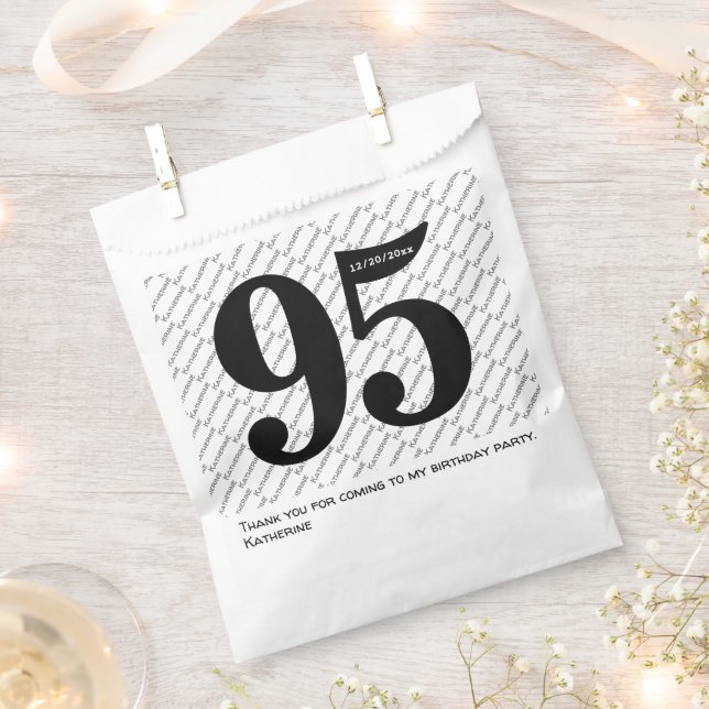 Ihr Namensmuster fett schwarzes Alter 95 Nummer Da Geschenktütchen (Ausgeschnitten)