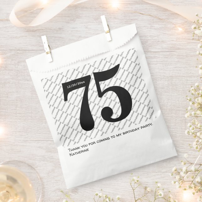 Ihr Namensmuster fett schwarzes Alter Datum Geschenktütchen (Ausgeschnitten)