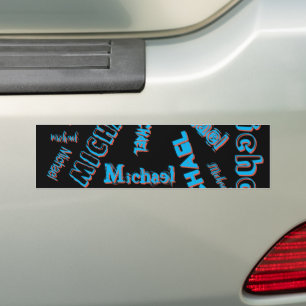 Ihr Namensmuster Monogramm blau rot schwarze Farbe Autoaufkleber