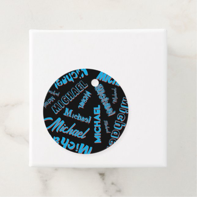 Ihr Namensmuster monogramm blaue schwarze Farbe Geschenkanhänger (Beispiel)