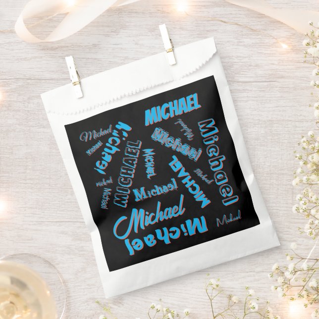 Ihr Namensmuster monogramm blaue schwarze Farbe Geschenktütchen (Ausgeschnitten)