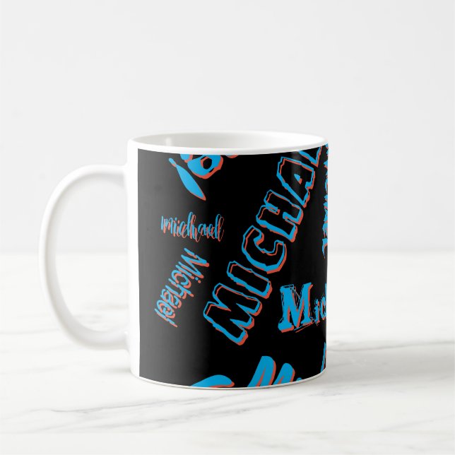 Ihr Namensmuster monogramm blaue schwarze Farbe Kaffeetasse (Links)