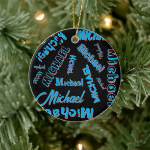 Ihr Namensmuster monogramm blaue schwarze Farbe Keramik Ornament