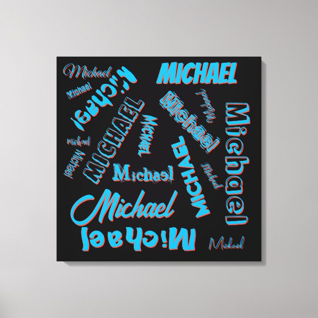 Ihr Namensmuster monogramm blaue schwarze Farbe Leinwanddruck (Vorderseite)