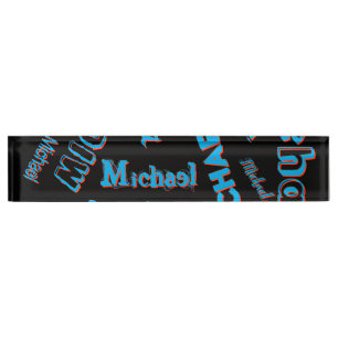 Ihr Namensmuster monogramm blaue schwarze Farbe Namensplakette