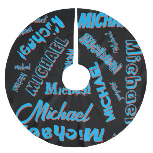 Ihr Namensmuster monogramm blaue schwarze Farbe Polyester Weihnachtsbaumdecke