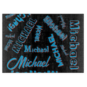 Ihr Namensmuster monogramm blaue schwarze Farbe Schneidebrett