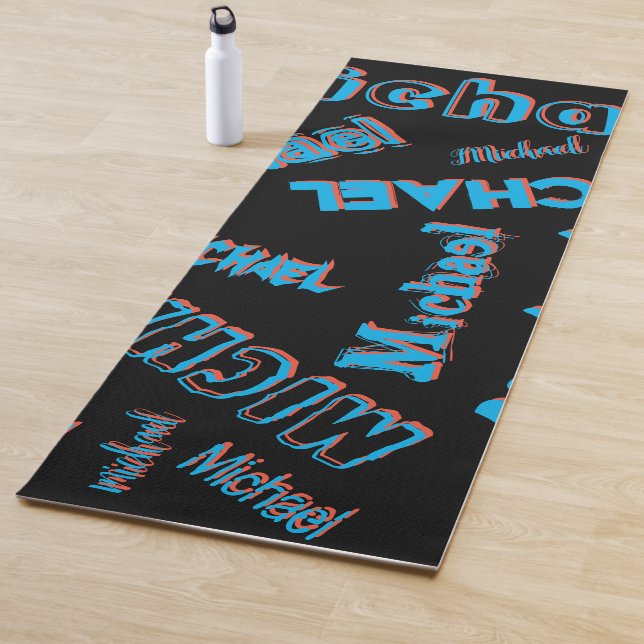 Ihr Namensmuster monogramm blaue schwarze Farbe Yogamatte (Beispiel)