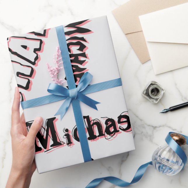 Ihr Namensmuster Monogramm Rose Farbe Schattenpack Geschenkpapier (Schenken)