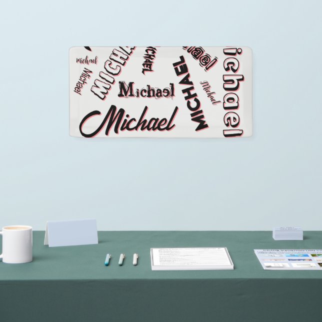 Ihr Namensmuster Monogramm Rose Schatten Banner (Messe)