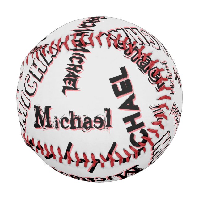 Ihr Namensmuster Monogramm Rose Schatten Baseball (Vorne Rechts)