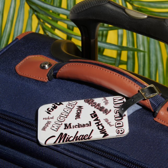 Ihr Namensmuster Monogramm Rose Schatten Gepäckanhänger (Vorderseite Insitu 3)