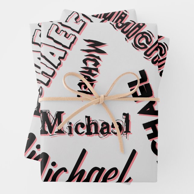 Ihr Namensmuster Monogramm Rose Schatten Geschenkpapier Set (Beispiel)