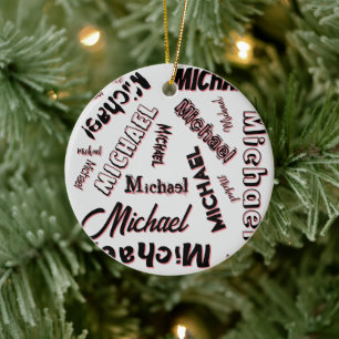 Ihr Namensmuster Monogramm Rose Schatten Keramik Ornament