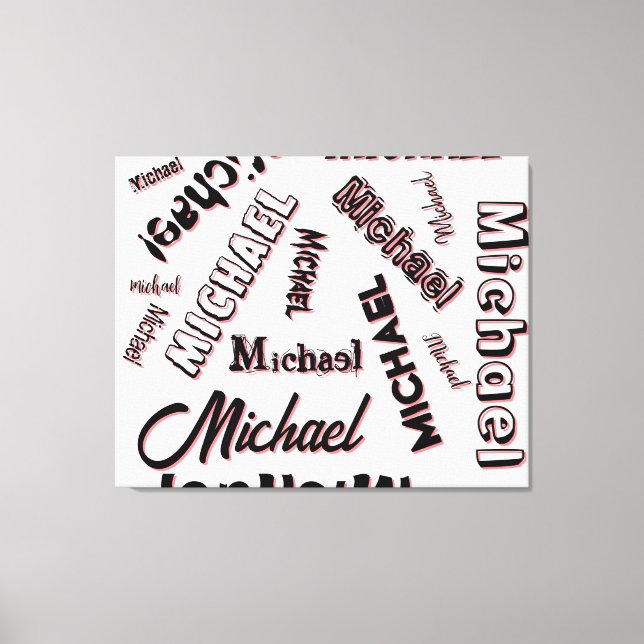 Ihr Namensmuster Monogramm Rose Schatten Leinwanddruck (Vorderseite)