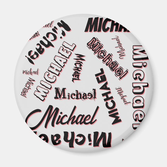 Ihr Namensmuster Monogramm Rose Schatten Magnet (Vorne)