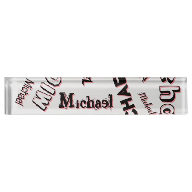 Ihr Namensmuster Monogramm Rose Schatten Namensplakette (Vorderseite)