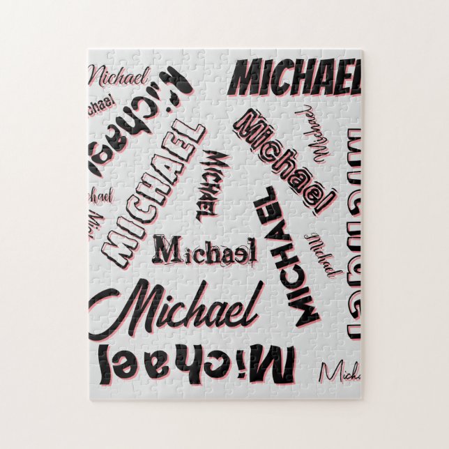 Ihr Namensmuster Monogramm Rose Schatten Puzzle (Vertikal)