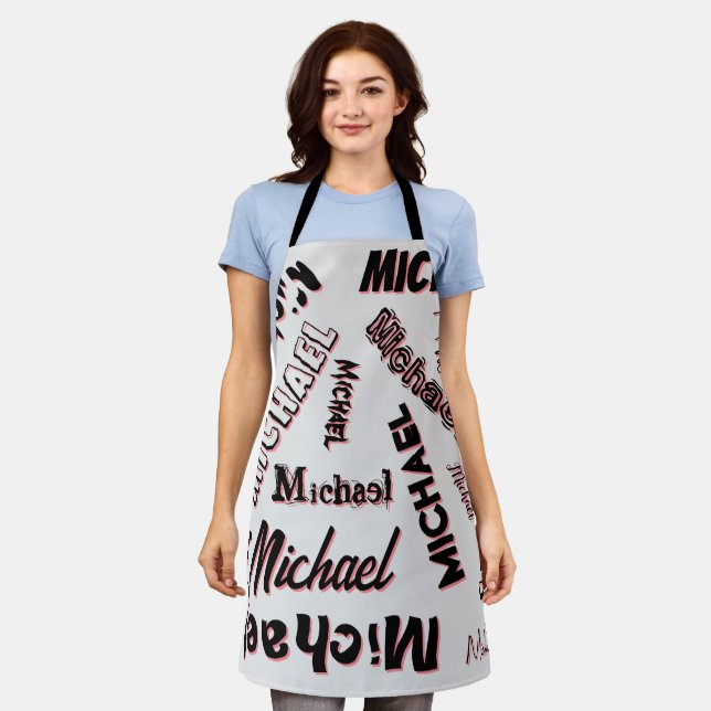 Ihr Namensmuster Monogramm Rose Schatten Schürze (Getragen)