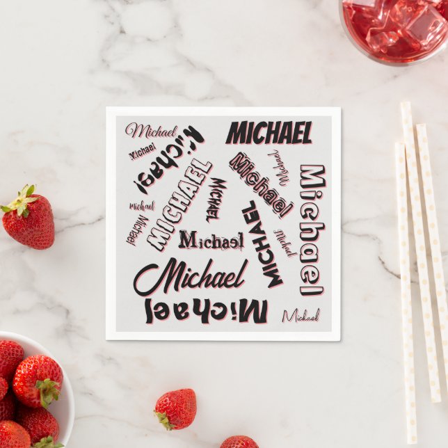 Ihr Namensmuster Monogramm Rose Schatten Serviette (Beispiel)