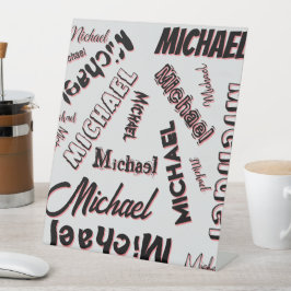 Ihr Namensmuster Monogramm Rose Schatten Sockelschild