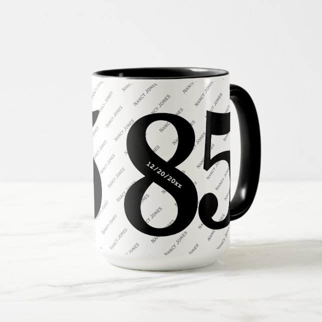 Ihr Namensmuster - Schwarz & Weiß - Fett 85 Tasse (VorderseiteRechts)