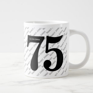 Ihr Namensmuster - Schwarz/Weiß - Fettalter 75 Jumbo-Tasse