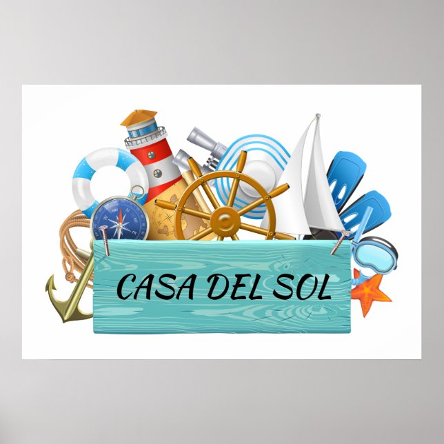 Ihr Nautical - Beach House - Zeichen Poster (Vorne)