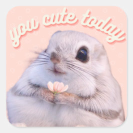 Ihr Niedlich heute Niedliches Eichhörnchen mit ros Quadratischer Aufkleber