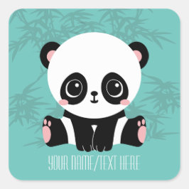 Ihr Niedlicher Text/Farbe-Cartoon Panda Bär in Bam Quadratischer Aufkleber
