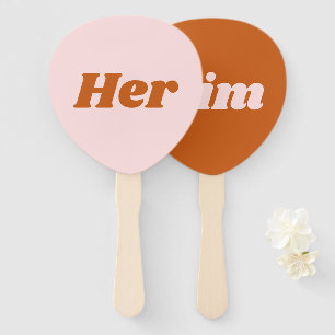 Ihr oder ihr rosa Orangefarbenes Hochzeitsspiel Fächer