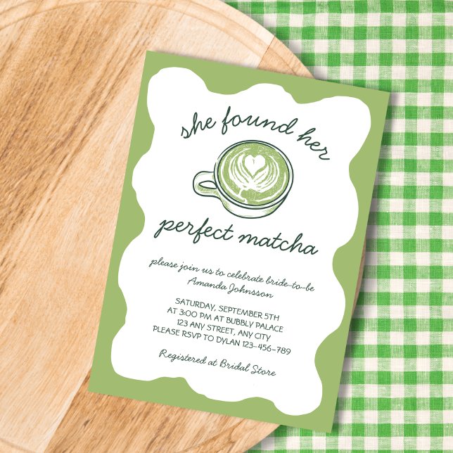Ihr perfektes Matcha Green Tea Brautparty Einladung (Her Perfect Matcha Green Tea Bridal Shower Invitation)